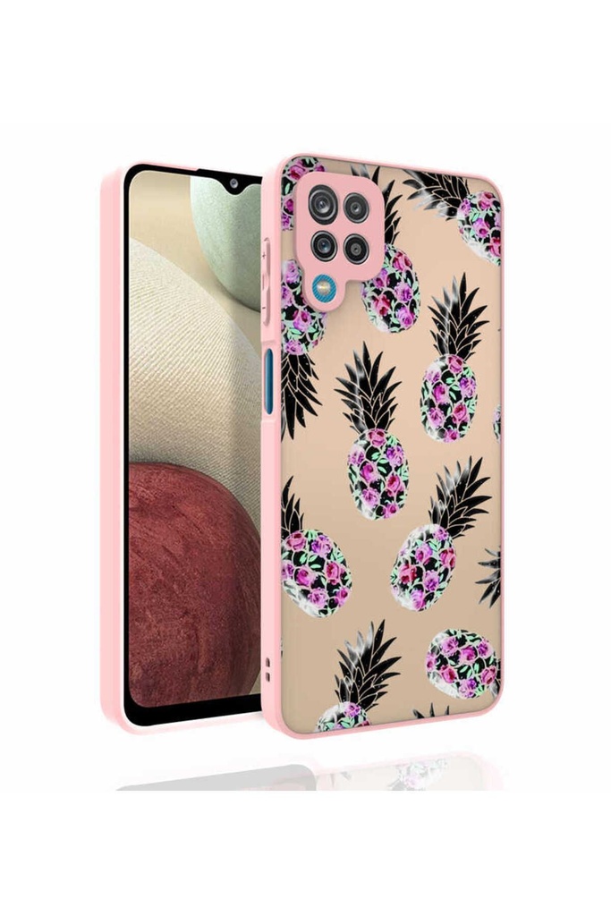 Samsung Galaxy A12 Uyumlu Kılıf Desenli Kamera Korumalı Parlak Zore Nora Kapak