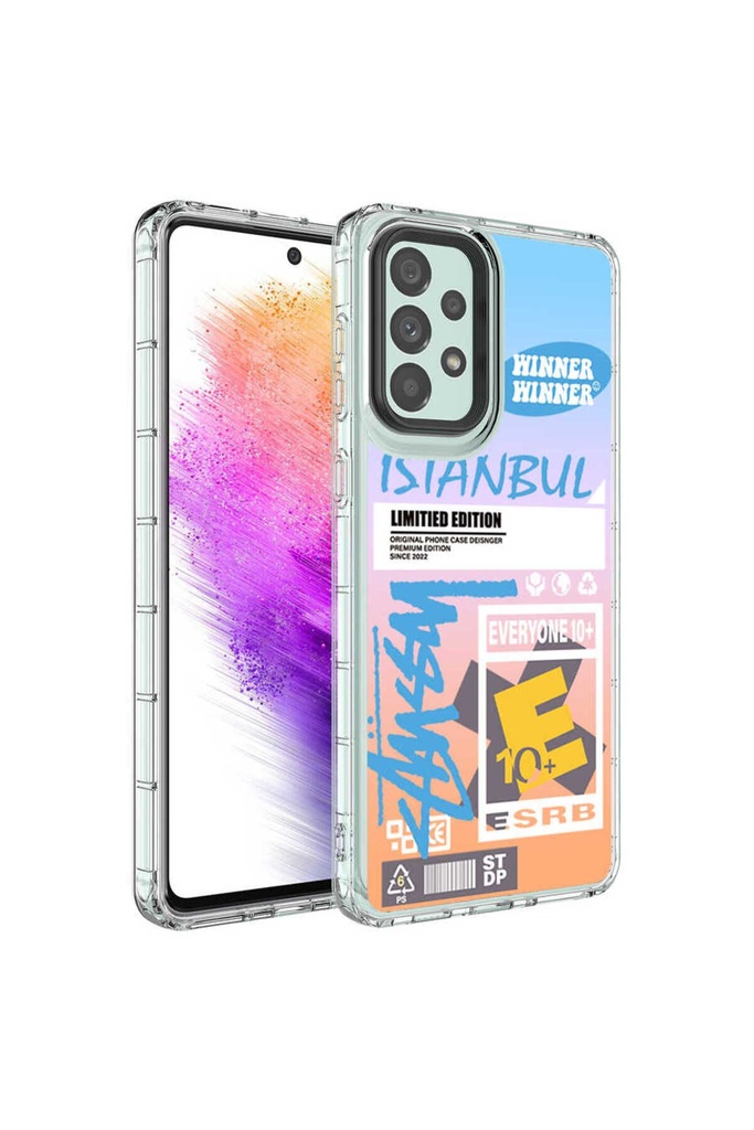Samsung Galaxy A13 4G Uyumlu Kılıf Kamera Korumalı Renkli Desenli Sert Silikon Zore Korn Kapak