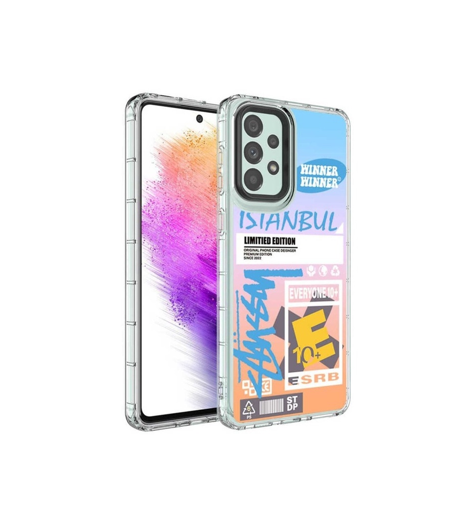 Samsung Galaxy A53 5G Uyumlu Kılıf Kamera Korumalı Renkli Desenli Sert Silikon Zore Korn Kapak