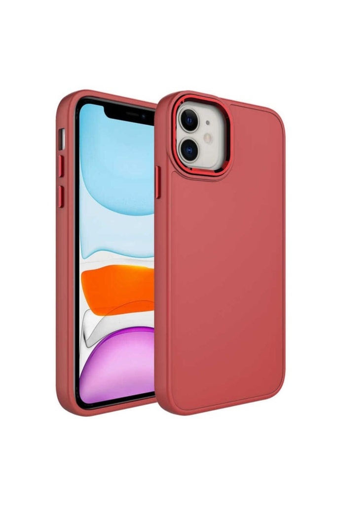 Apple iPhone 11 Uyumlu Kılıf Metal Çerçeve ve Buton Tasarımlı Silikon Zore Luna Kapak