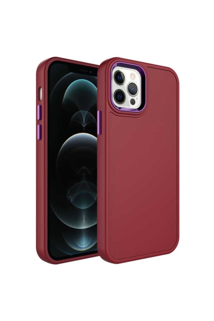 Apple iPhone 12 Pro Uyumlu Kılıf Metal Çerçeve ve Buton Tasarımlı Sert Zore Botox Kapak