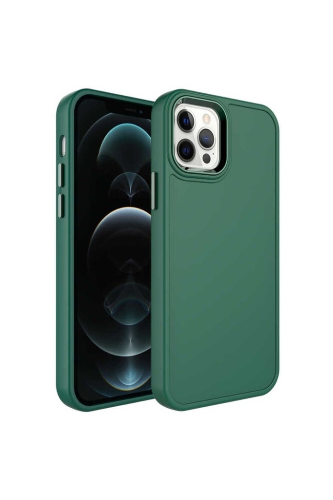 Apple iPhone 13 Pro Uyumlu Kılıf Metal Çerçeve ve Buton Tasarımlı Sert Zore Botox Kapak