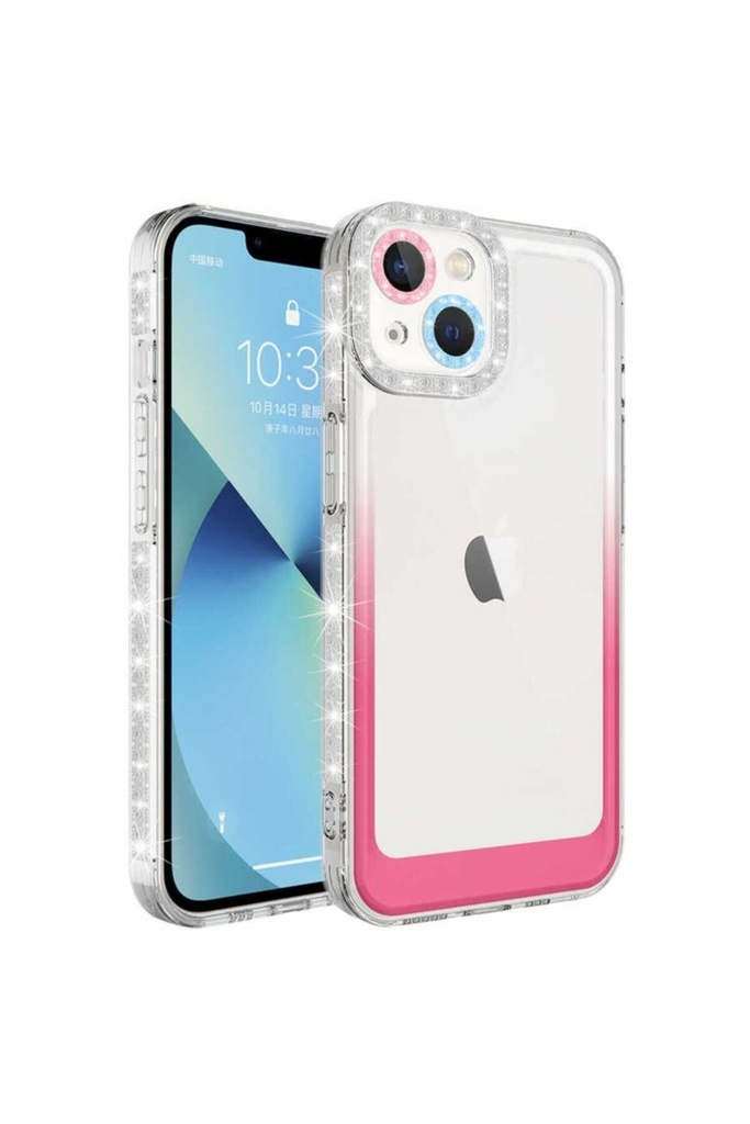 Apple iPhone 14 Plus Uyumlu Kılıf Simli ve Renk Geçiş Tasarımlı Lens Korumalı Zore Park Kapak