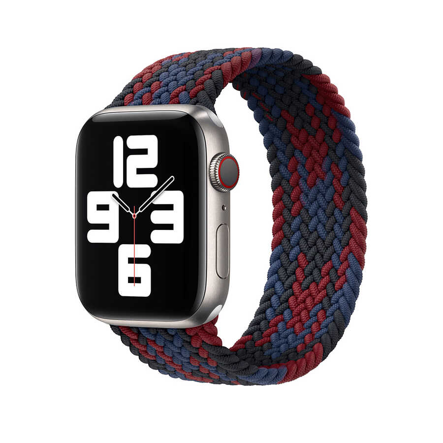 Apple Watch Ultra 49mm Uyumlu Kordon Wiwu Braided Solo Loop Contrast Color Large Strap Kayış