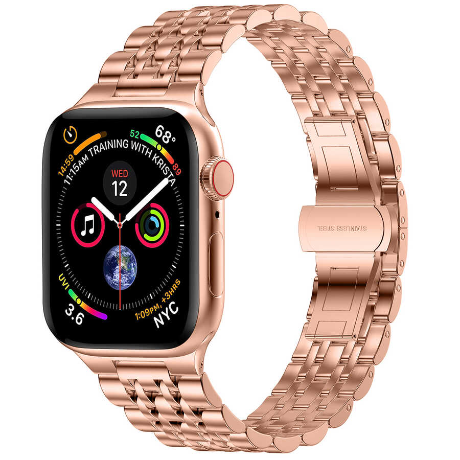Apple Watch Ultra 49mm Uyumlu Kordon Wiwu Seven Beads Steel Belt Metal Strap Kayış