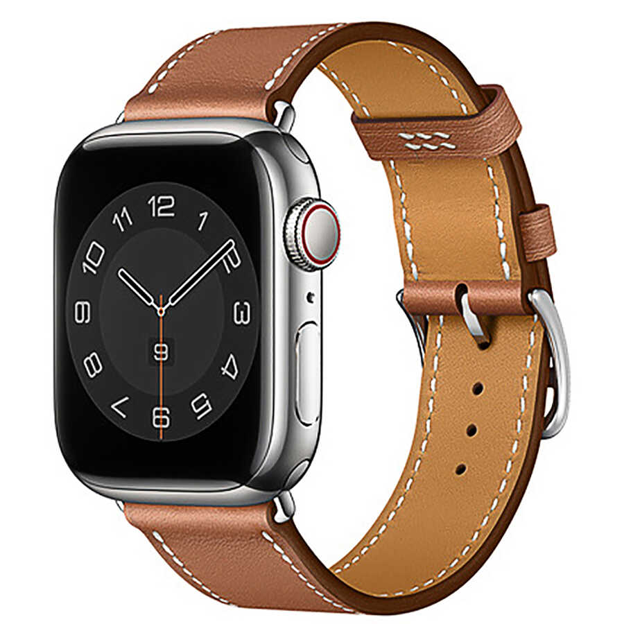 Apple Watch Ultra 49mm Uyumlu Kordon Wiwu Attleage Watchband Hakiki Deri Strap Kayış
