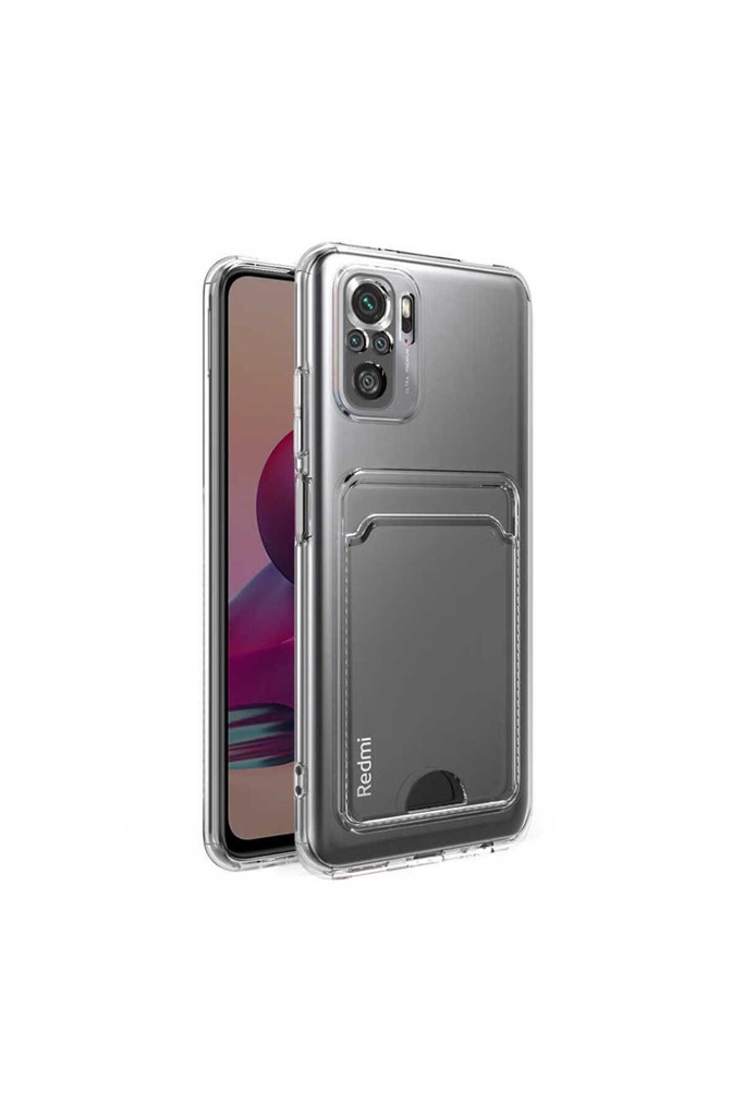 Xiaomi Poco M5S Uyumlu Kılıf Kartlıklı Şeffaf Zore Setra Clear Silikon Kapak