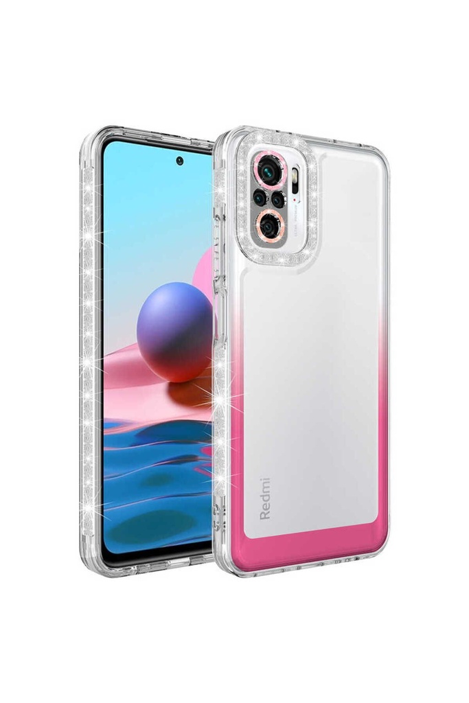 Xiaomi Poco M5S Uyumlu Kılıf Simli ve Renk Geçiş Tasarımlı Lens Korumalı Zore Park Kapak