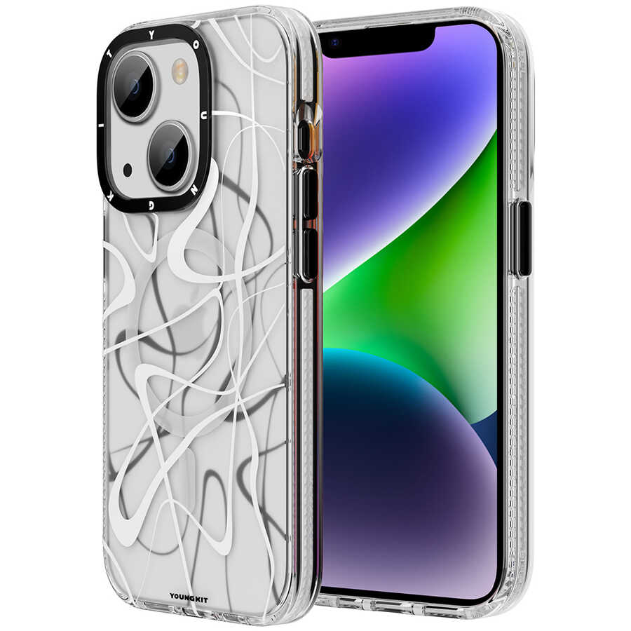 Apple iPhone 14 Plus Uyumlu Kılıf M-safe Şarj Özellikli Youngkit Water-Ink Serisi Kapak