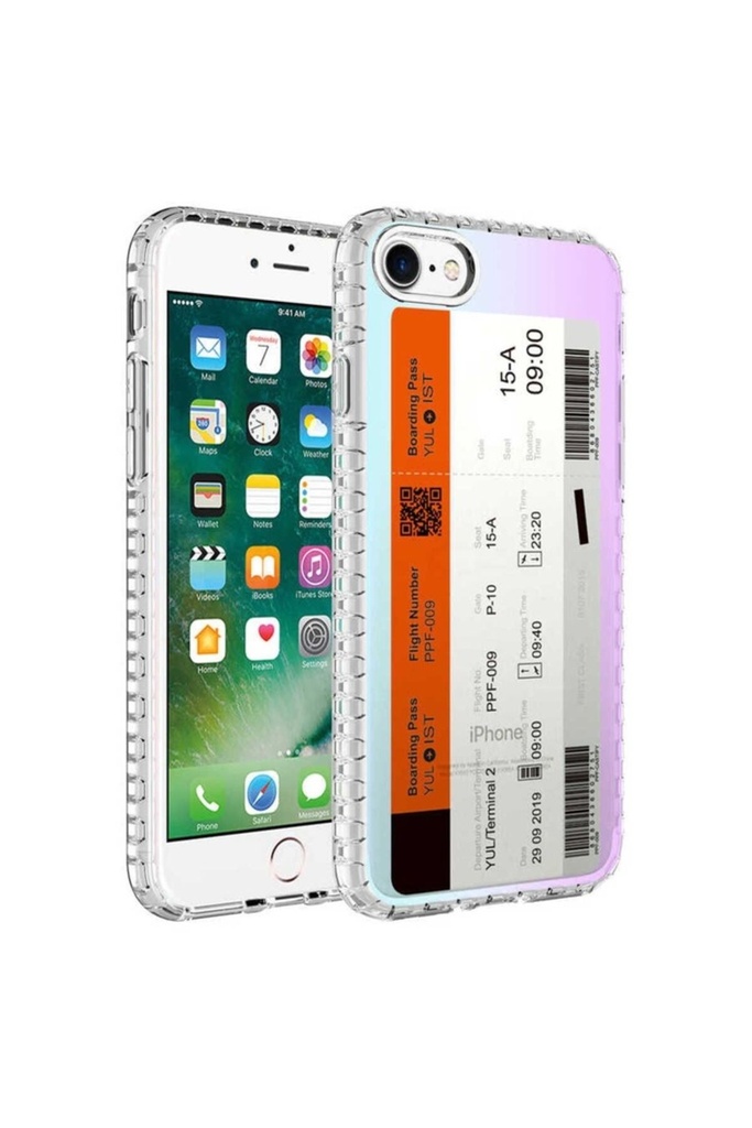 Apple iPhone 7 Uyumlu Kılıf Airbag Kenarlı Renkli Desenli Silikon Zore Elegans Kapak