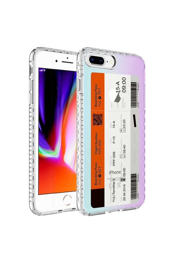 Apple iPhone 8 Plus Uyumlu Kılıf Airbag Kenarlı Renkli Desenli Silikon Zore Elegans Kapak