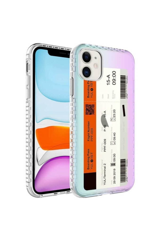 Apple iPhone 11 Uyumlu Kılıf Airbag Kenarlı Renkli Desenli Silikon Zore Elegans Kapak