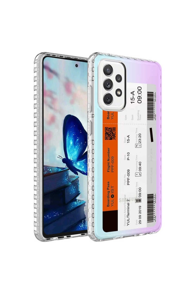Samsung Galaxy A52 Uyumlu Kılıf Airbag Kenarlı Renkli Desenli Silikon Zore Elegans Kapak