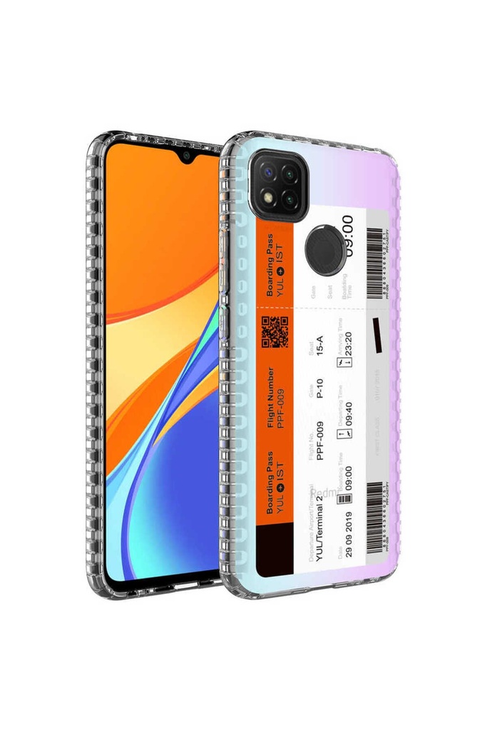 Xiaomi Redmi 9C Uyumlu Kılıf Airbag Kenarlı Renkli Desenli Silikon Zore Elegans Kapak
