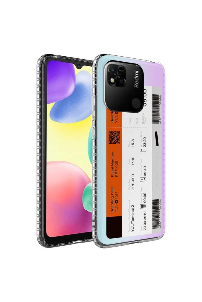 Xiaomi Redmi 10C Uyumlu Kılıf Airbag Kenarlı Renkli Desenli Silikon Zore Elegans Kapak