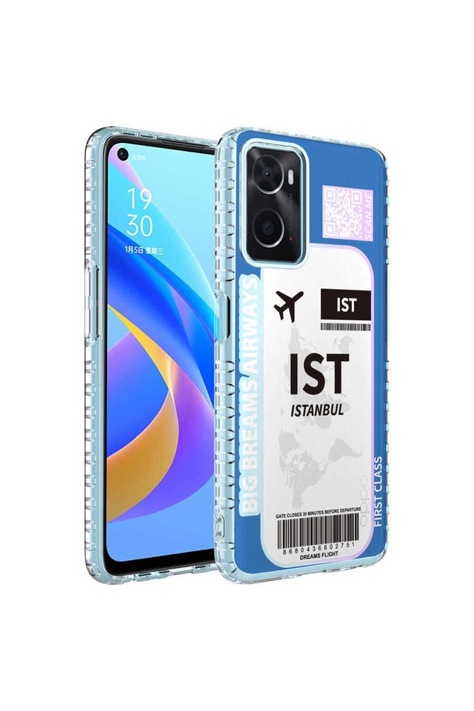 Oppo A96 4G Uyumlu Kılıf Airbag Kenarlı Renkli Desenli Silikon Zore Elegans Kapak