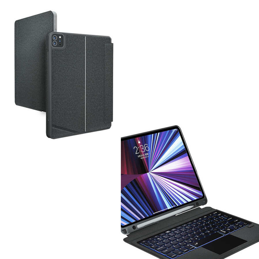 Apple iPad Pro 11 2022 M2 Uyumlu Wiwu Mag Touch Klavyeli Standlı Kılıf