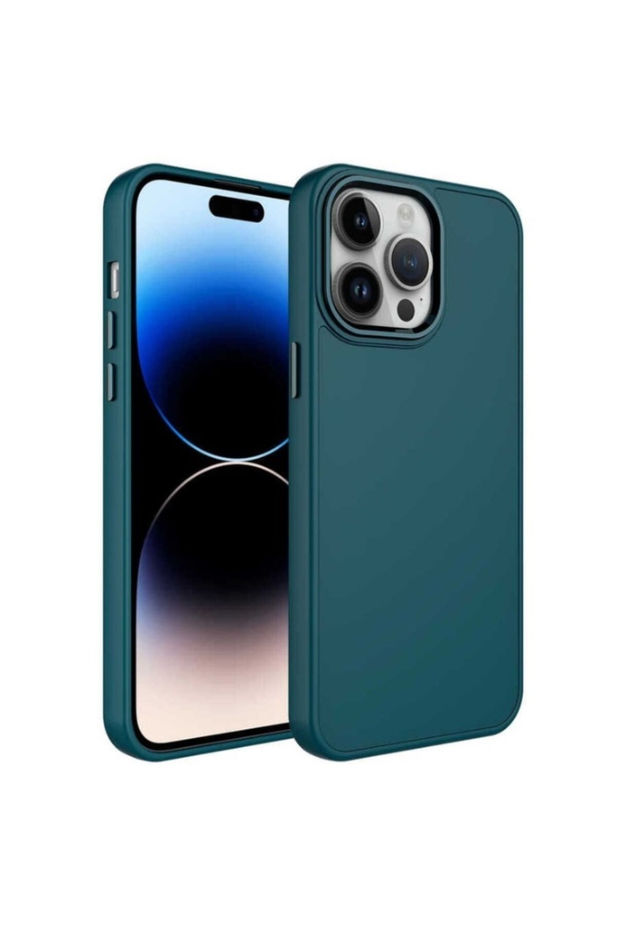 Apple iPhone 14 Pro Uyumlu Kılıf Metal Çerçeve ve Buton Tasarımlı Silikon Zore Luna Kapak