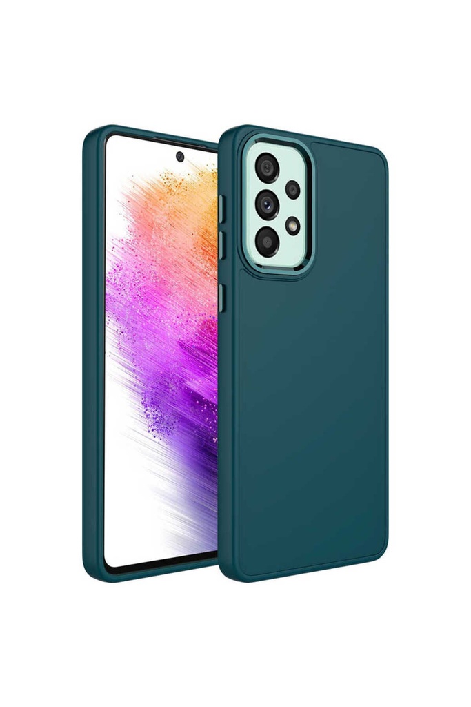 Samsung Galaxy A23 Uyumlu Kılıf Metal Çerçeve ve Buton Tasarımlı Silikon Zore Luna Kapak