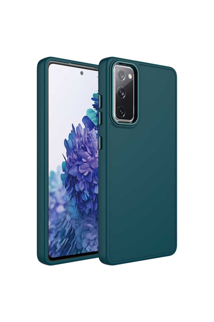 Samsung Galaxy S20 FE Uyumlu Kılıf Metal Çerçeve ve Buton Tasarımlı Silikon Zore Luna Kapak