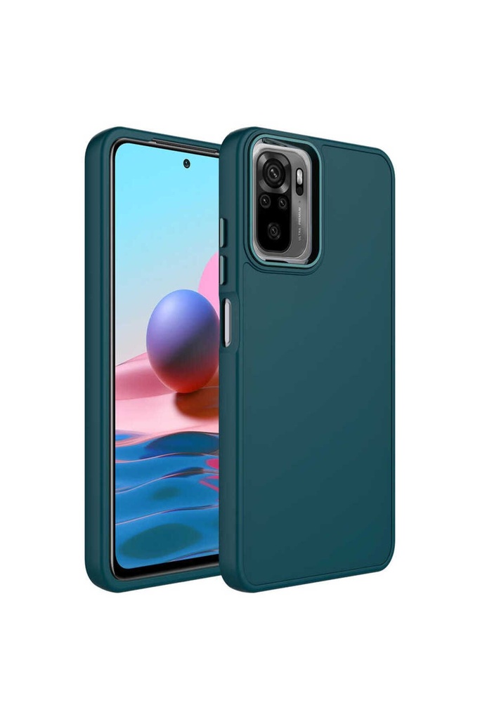 Xiaomi Redmi Note 10 Uyumlu Kılıf Metal Çerçeve ve Buton Tasarımlı Silikon Zore Luna Kapak