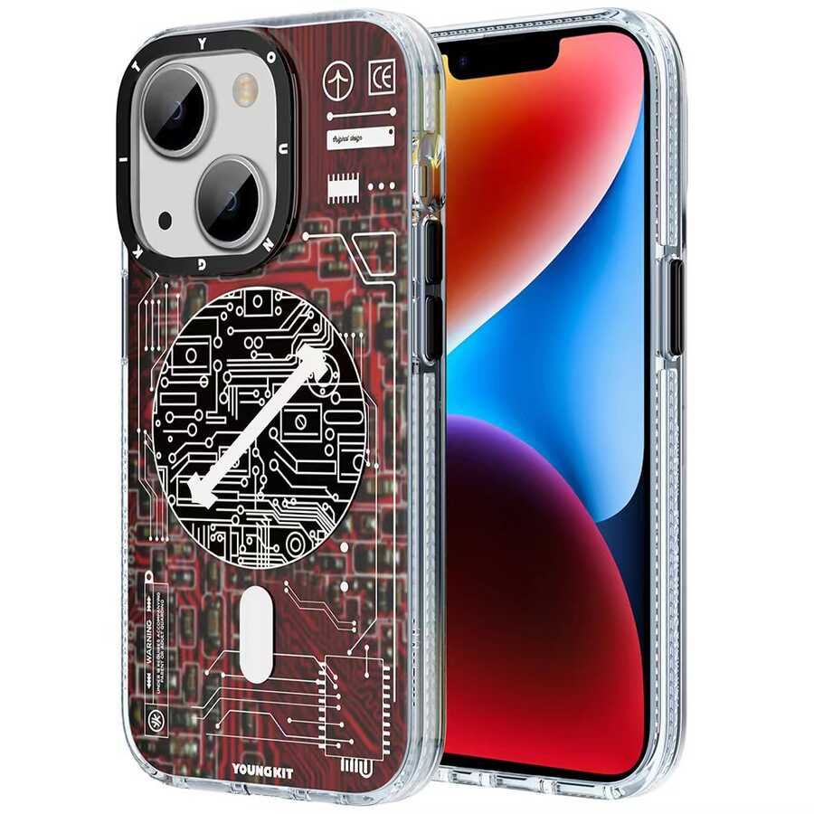 Apple iPhone 14 Uyumlu Kılıf M-safe Şarj Özellikli YoungKit Technology Serisi Kapak
