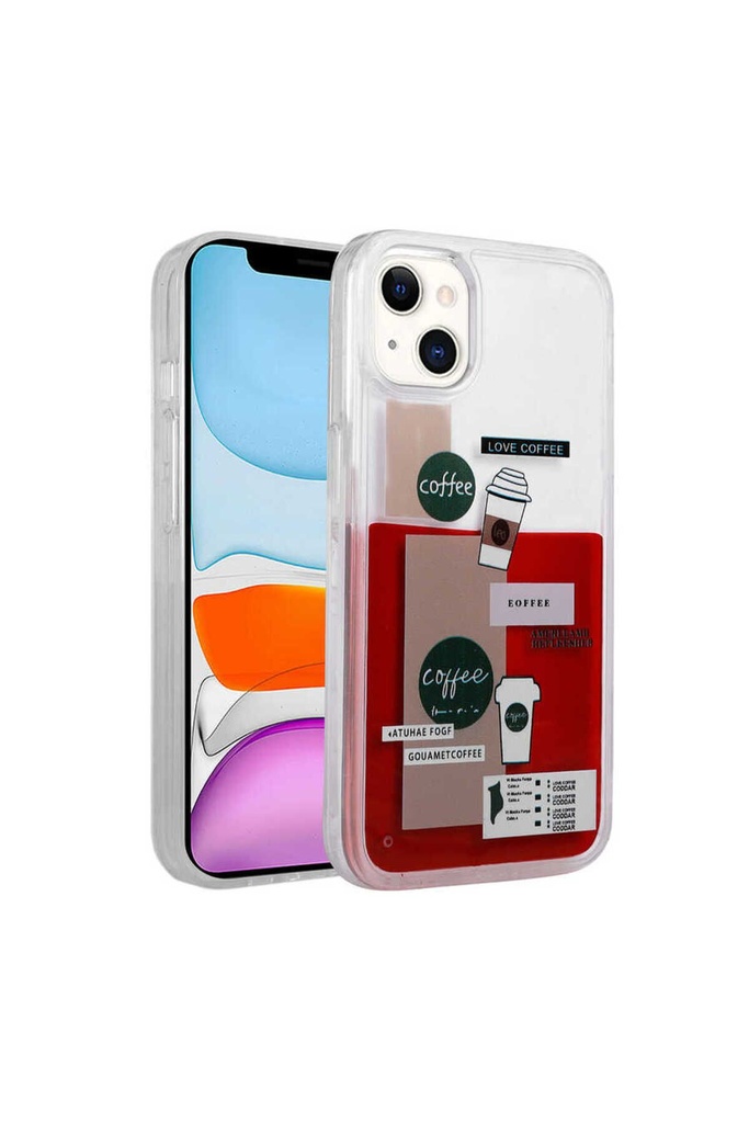 Apple iPhone 14 Plus Uyumlu Kılıf Desenli Sıvılı Zore Drink Silikon Kapak