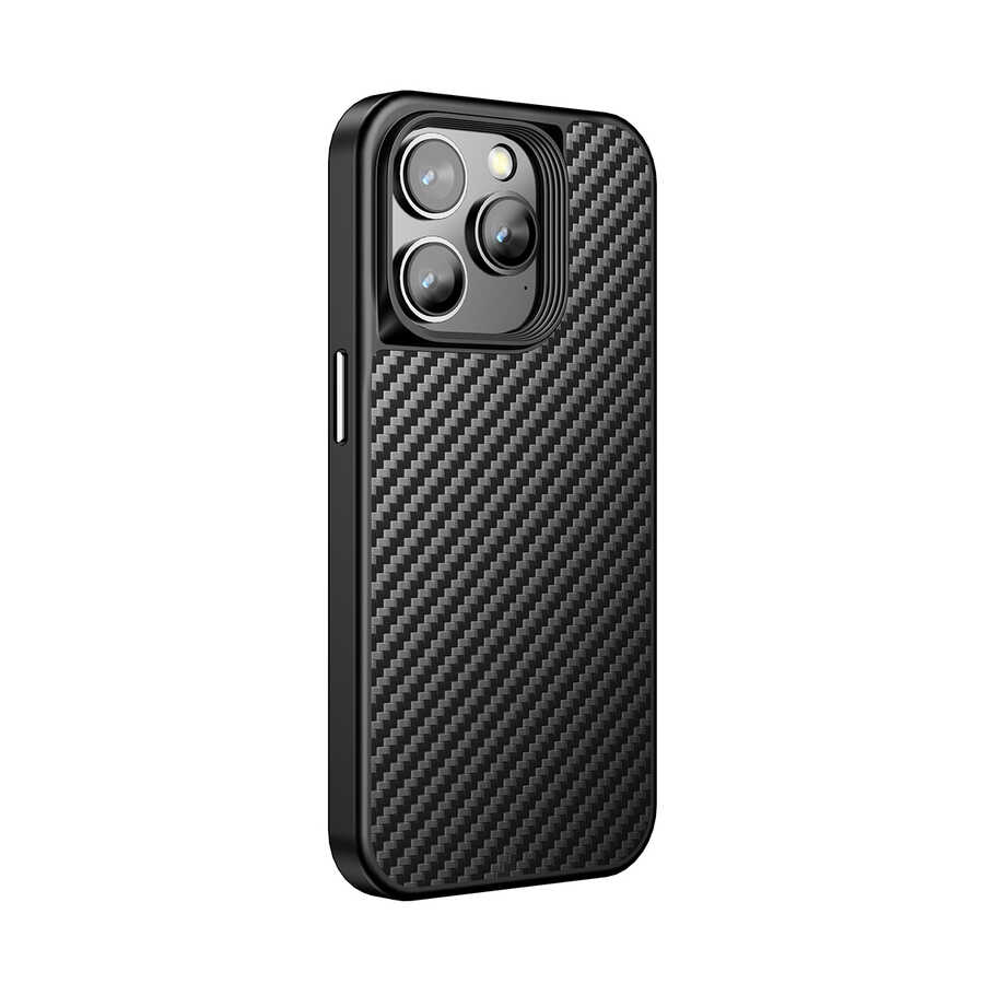 Apple iPhone 14 Pro Max Uyumlu Kılıf Aramid Karbon Fiber M-safe Özellikli Wlons Radison Kapak