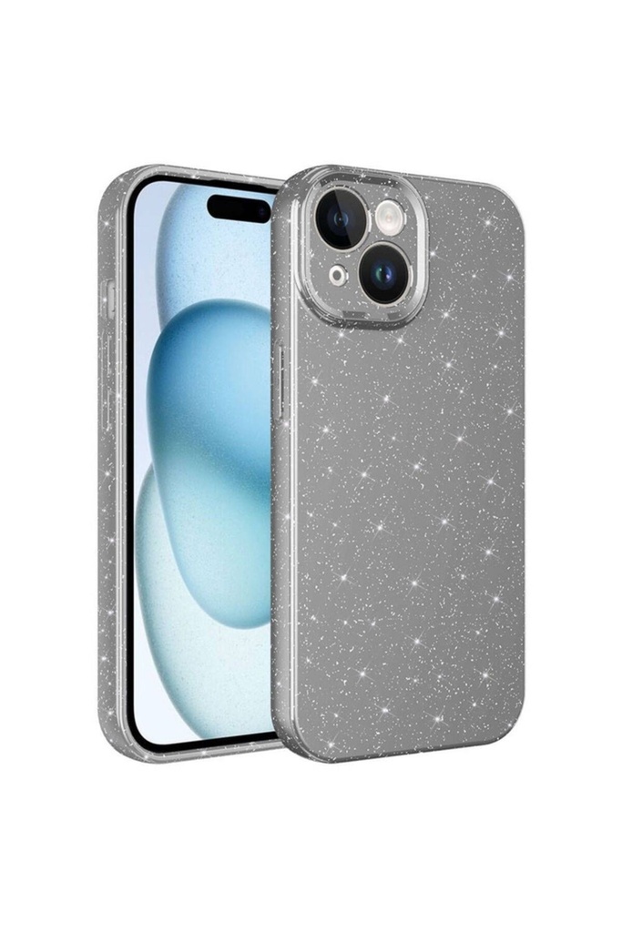 Apple iPhone 15 Plus Uyumlu Kılıf Kamera Korumalı Simli Lüks Zore Koton Kapak