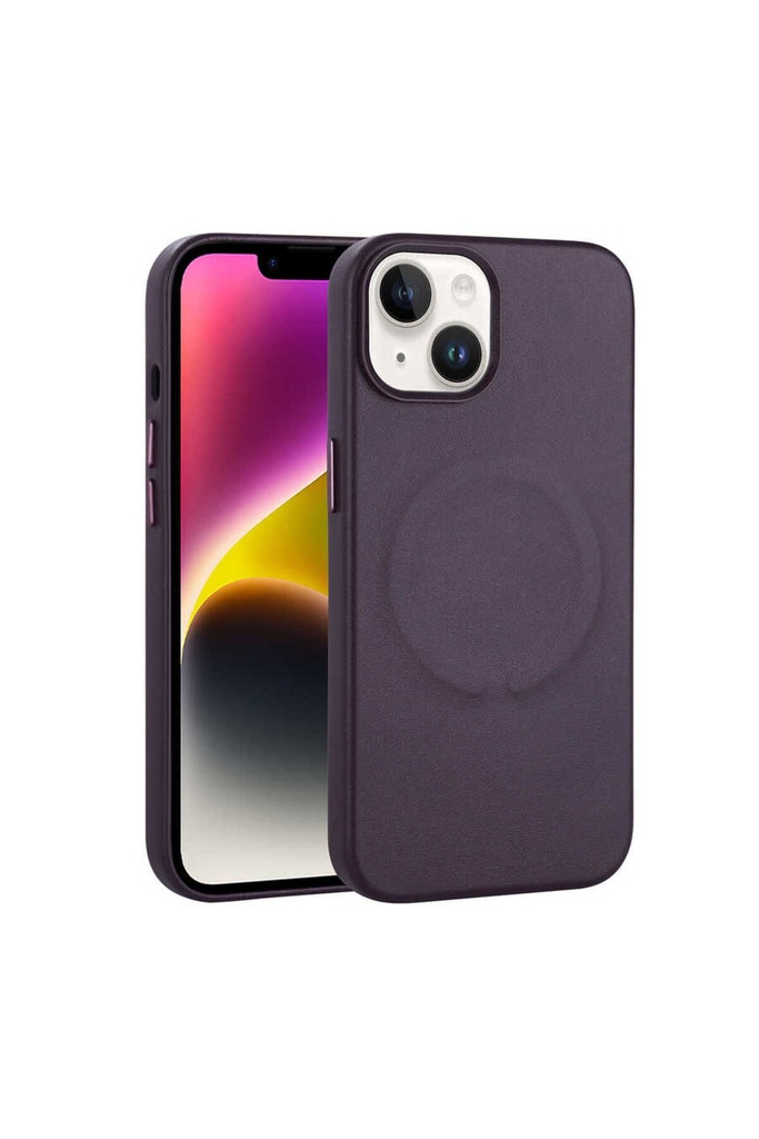 Apple iPhone 14 Plus Uyumlu Kılıf PU Deri M-safe Wireless Şarj Özellikli Zore Derix Kapak