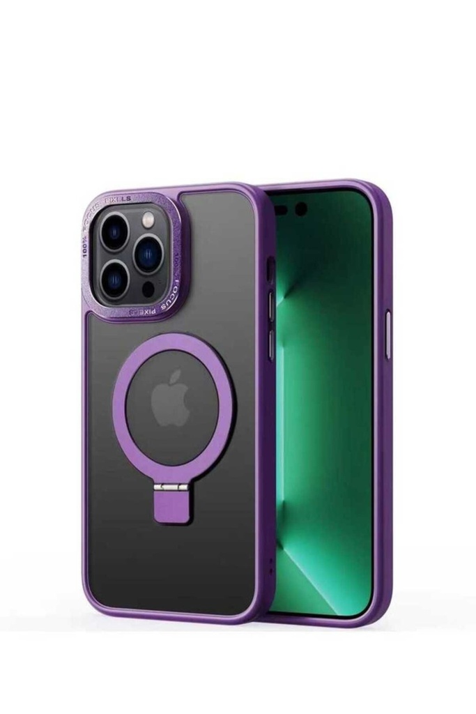 Apple iPhone 14 Pro Max Uyumlu Kılıf M-safe Wireless Şarj Özellikli Standlı Zore Ting Kapak