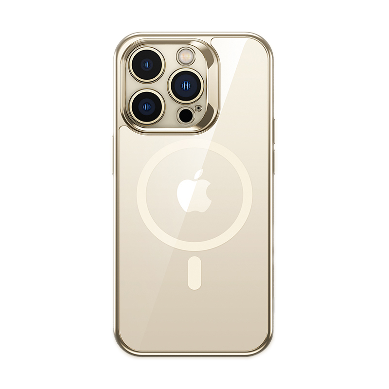 Apple iPhone 14 Pro Max Uyumlu Kılıf M-safe Şarj Özellikli Premium Cam Arka Yüzey Benks Electroplated Kapak