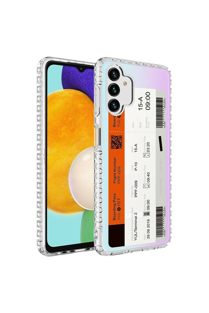 Samsung Galaxy A04S Uyumlu Kılıf Airbag Kenarlı Renkli Desenli Silikon Zore Elegans Kapak