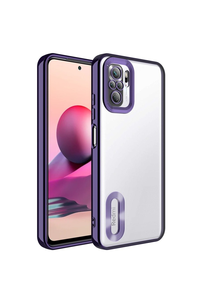 Xiaomi Redmi Note 10 Uyumlu Kılıf Kamera Korumalı Logo Gösteren Zore Omega Kapak