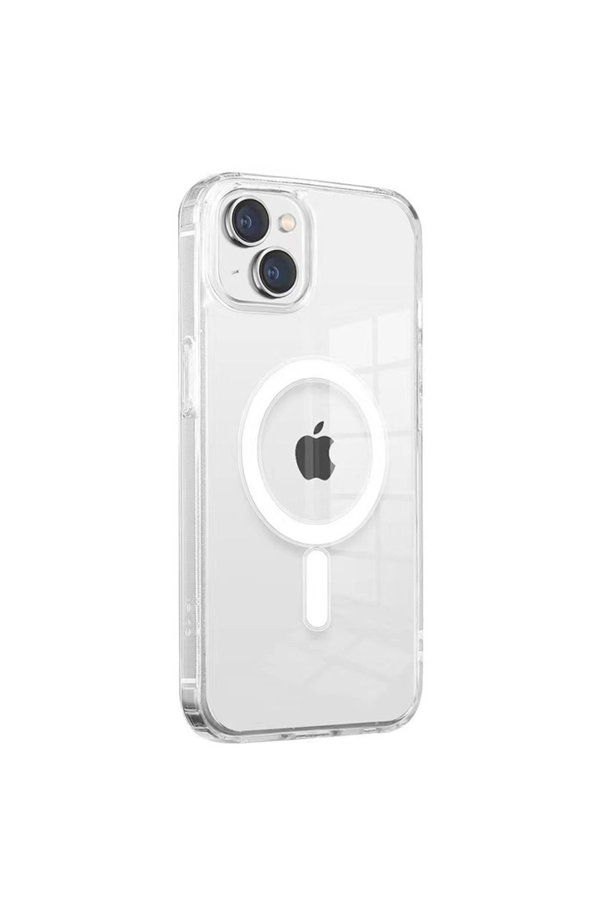 Apple iPhone 13 Uyumlu Kılıf M-safe Şarj Özellikli Şeffaf Sert PC Zore Embos Kapak