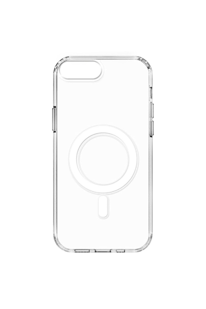 Apple iPhone 8 Plus Uyumlu Kılıf M-safe Şarj Özellikli Şeffaf Sert PC Zore Embos Kapak