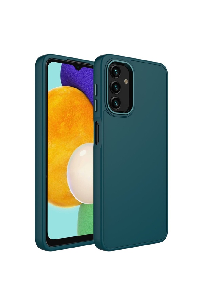 Samsung Galaxy A04S Uyumlu Kılıf Metal Çerçeve ve Buton Tasarımlı Silikon Zore Luna Kapak