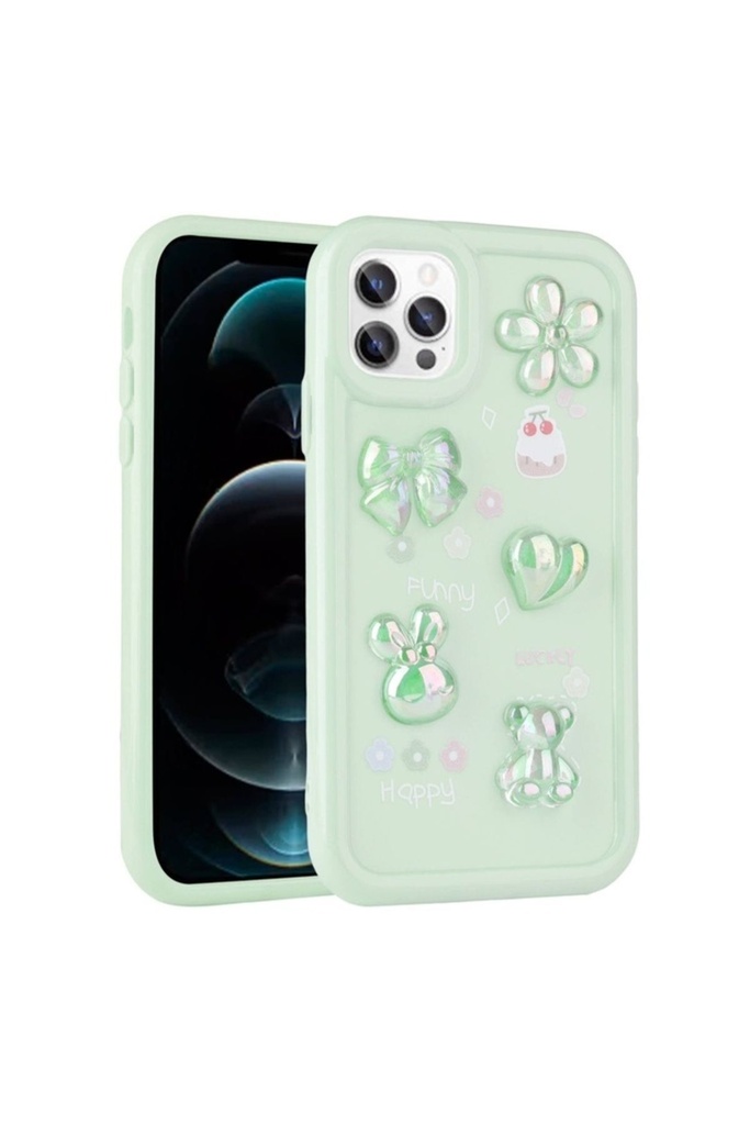 Apple iPhone 13 Pro Uyumlu Kılıf Kabartma Figürlü Parlak Zore Toys Silikon Kapak