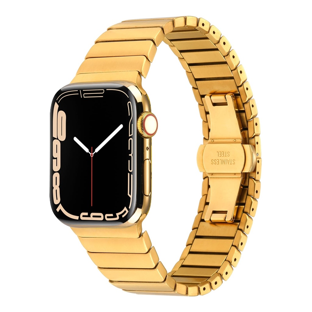 ​​​Apple Watch 7 45mm Uyumlu Kordon Metal Paslanmaz Klipsli KRD-79 Kayış