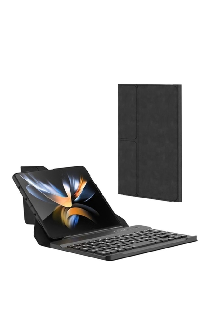 Samsung Galaxy Z Fold 3 Uyumlu Kılıf Standlı Klavyeli Kalem Bölmeli Zore Kıpta Klavyeli Kılıf