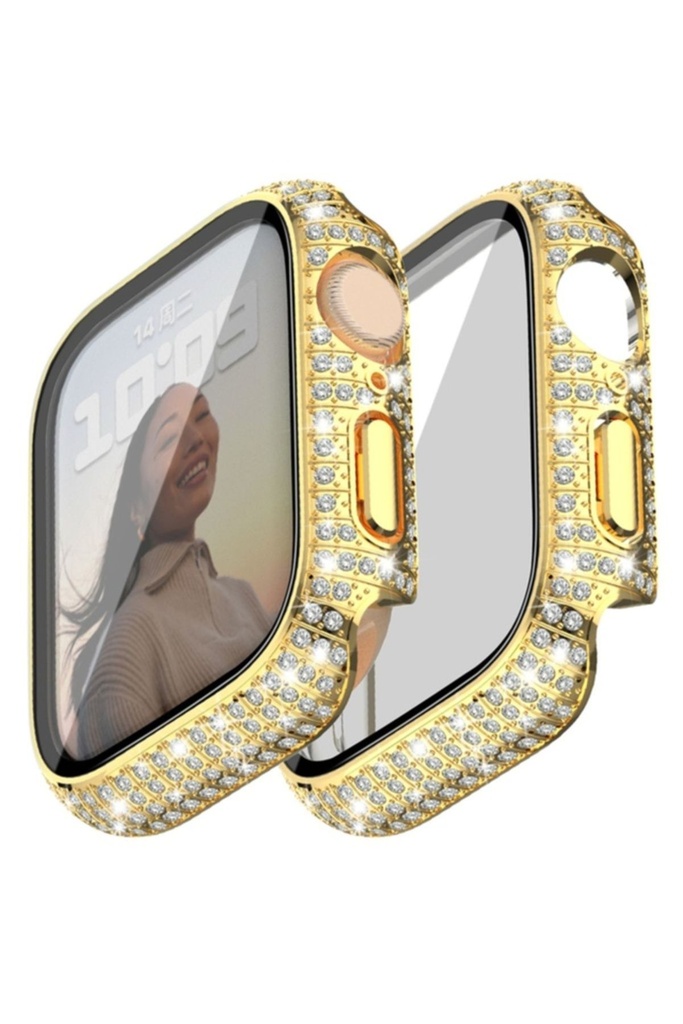 Apple Watch 7 41mm Uyumlu Zore Watch Gard 24 Kenarları Taşlı Sert PC Kasa Ve Ekran Koruyucu