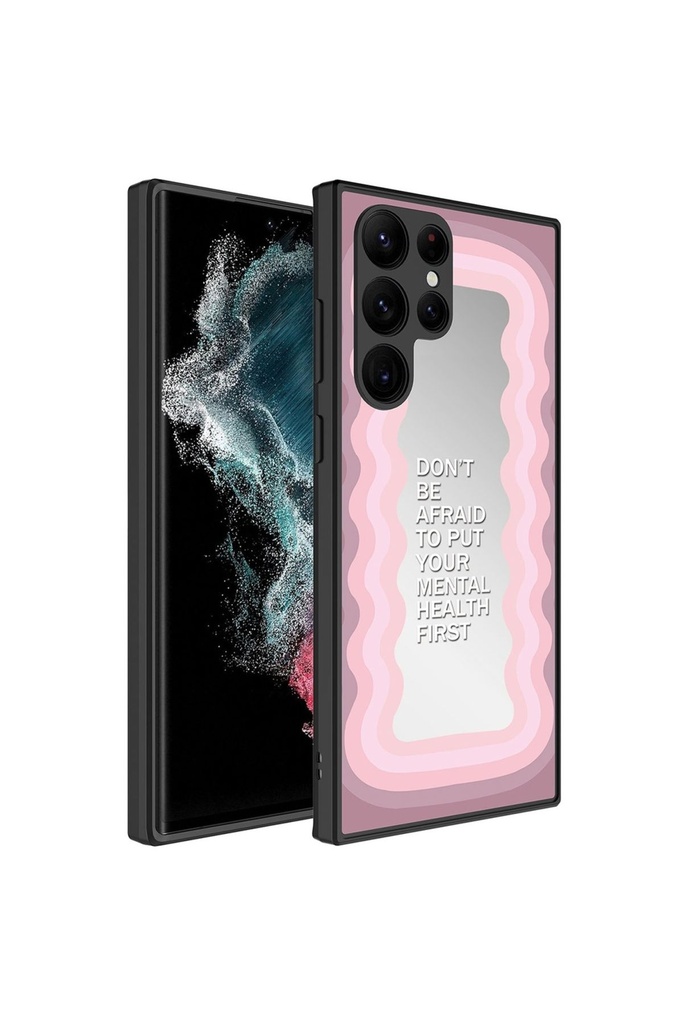 Samsung Galaxy S22 Ultra Uyumlu Kılıf Aynalı Desenli Kamera Korumalı Parlak Zore Mirror Kapak