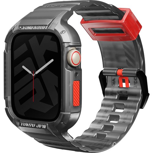 Apple Watch 44mm Uyumlu SkinArma Saido Sert PC Kasa Koruyuculu Silikon Kordon