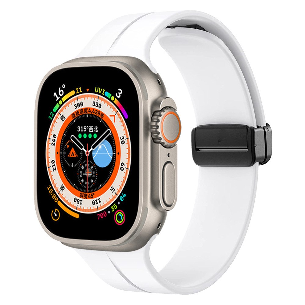 Apple Watch Ultra 49mm Uyumlu Kordon Silikon Metal Mıknatıslı Toka Zore KRD-84 Kayış