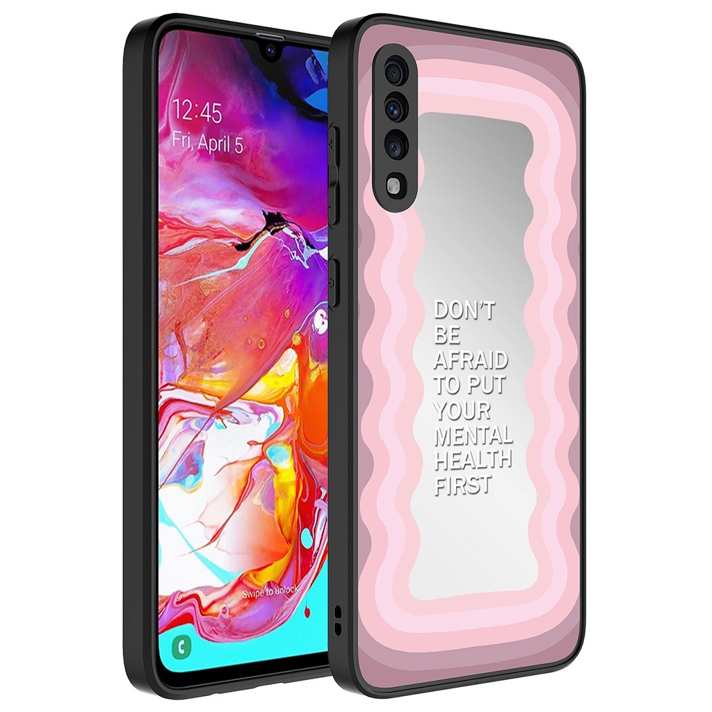 Samsung Galaxy A70 Uyumlu Kılıf Aynalı Desenli Kamera Korumalı Parlak Zore Mirror Kapak