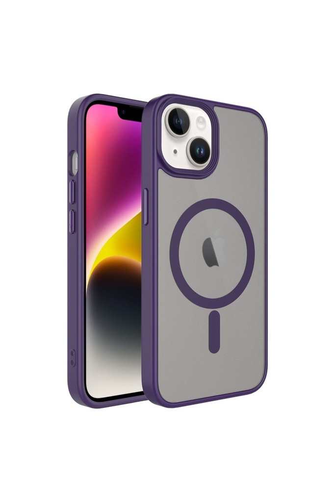 Apple iPhone 13 Uyumlu Kılıf Mat Arka Yüzey Wireless Şarj Özellikli Zore Flet M-safe Kapak