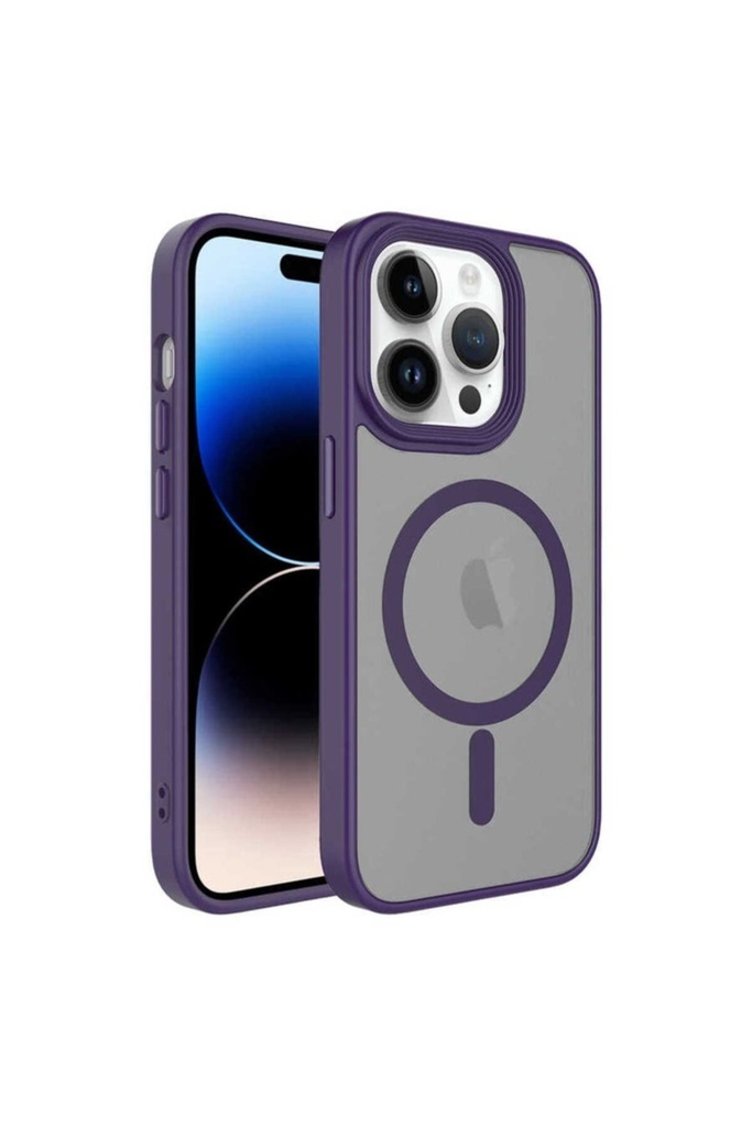 Apple iPhone 13 Pro Uyumlu Kılıf Mat Arka Yüzey Wireless Şarj Özellikli Zore Flet M-safe Kapak