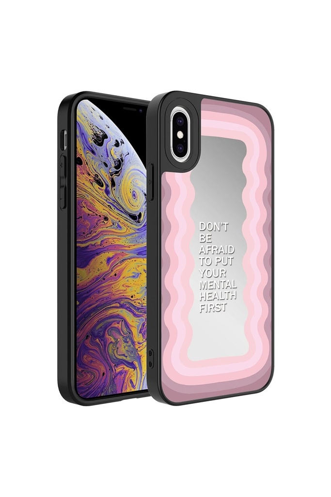 Apple iPhone X Uyumlu Kılıf Aynalı Desenli Kamera Korumalı Parlak Zore Mirror Kapak