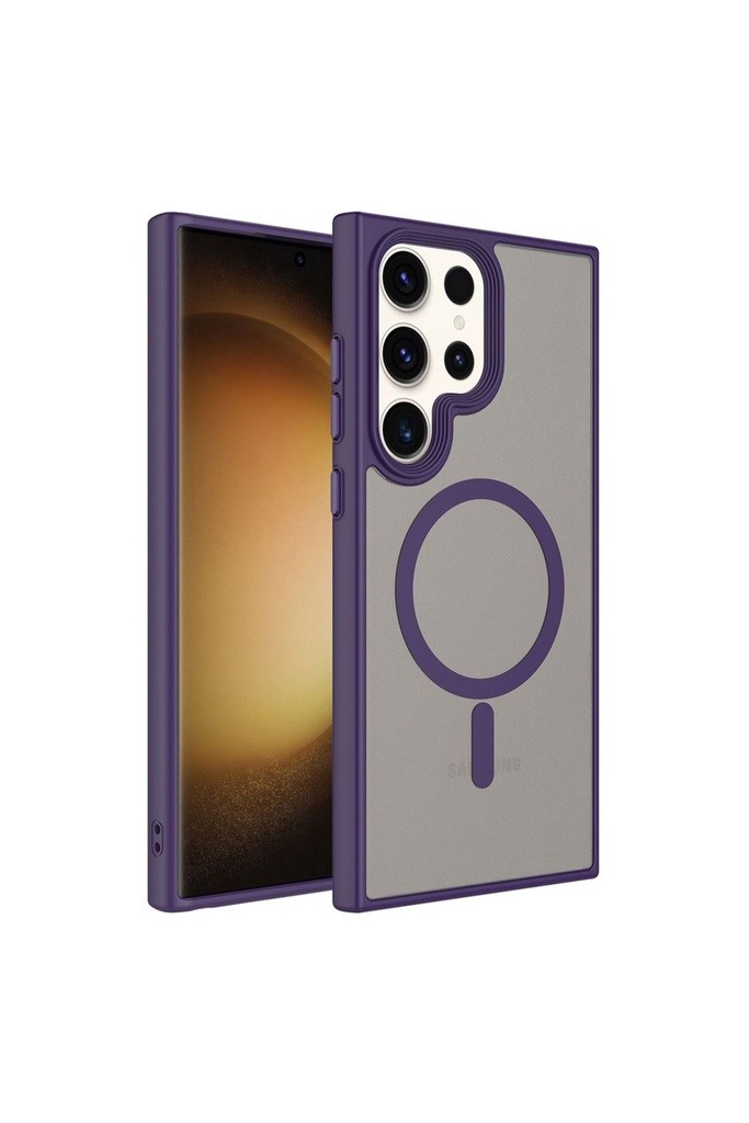 Samsung Galaxy S23 Ultra Uyumlu Kılıf Mat Arka Yüzey Wireless Şarj Özellikli Zore Flet M-safe Kapak