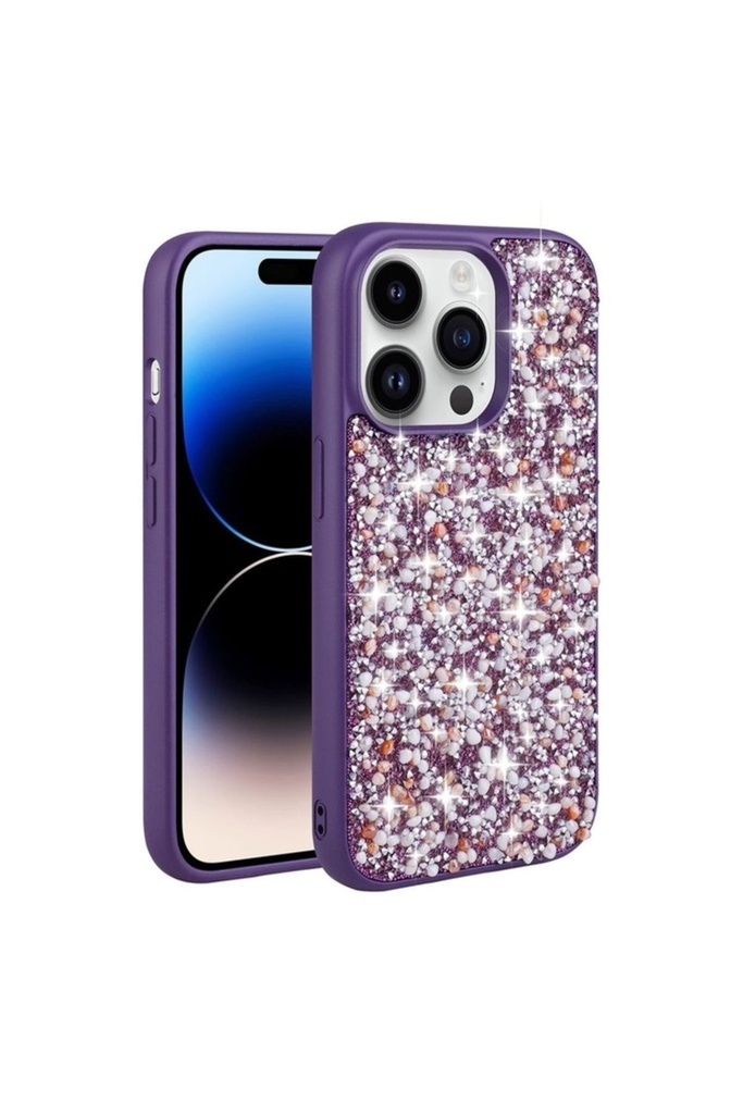 Apple iPhone 14 Pro Max Uyumlu Kılıf Parlak Taşlı Tasarım Zore Linea Kapak